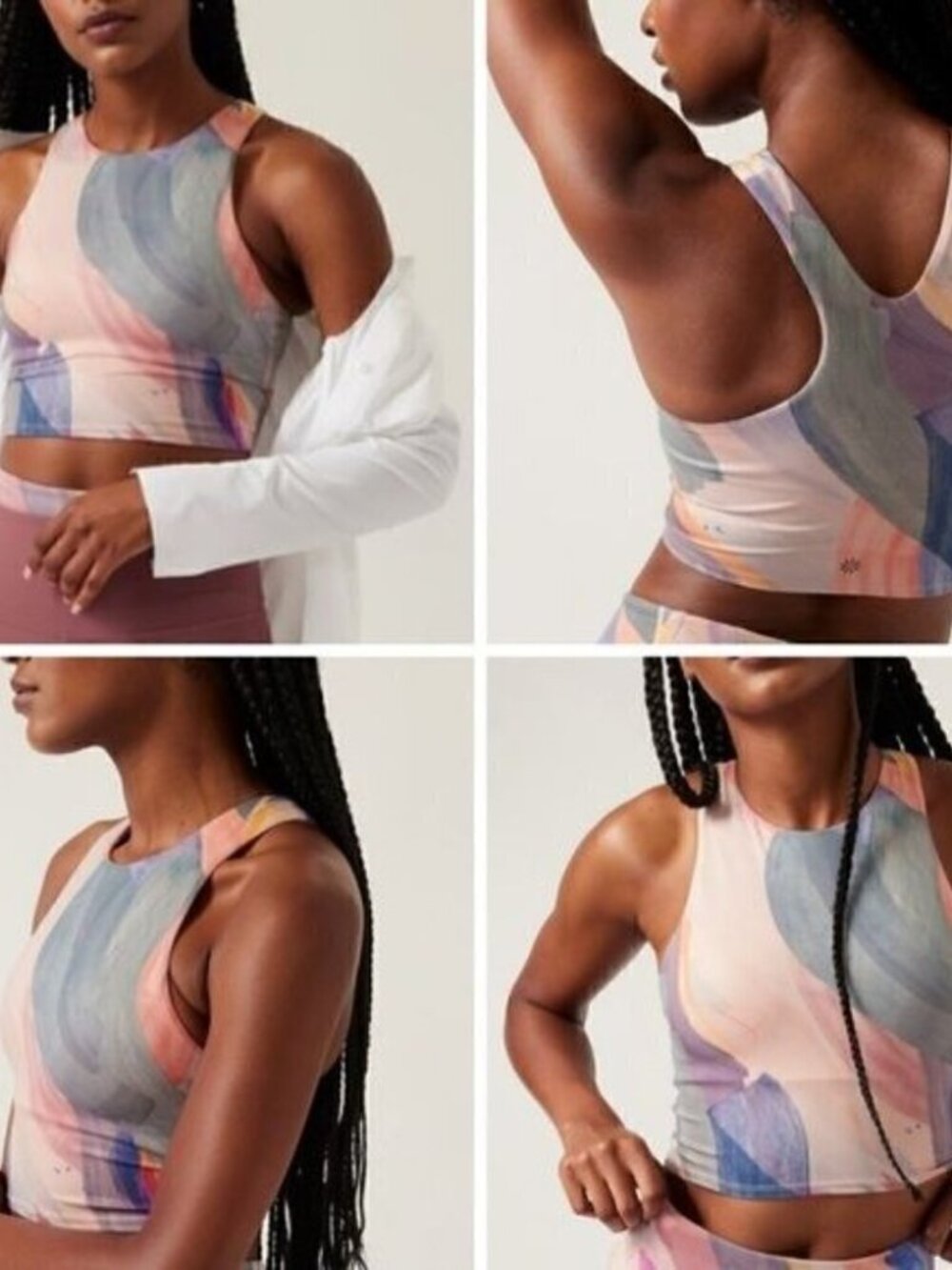 Athleta Conscious Crop Printed D-DD+ Sports Bra in Vibrance Orchid Watercolor